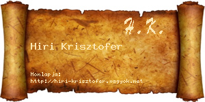 Hiri Krisztofer névjegykártya